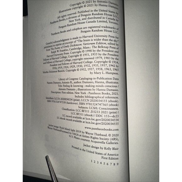 Feeling & Knowing: Making Minds Conscious FIRST EDITION Missing DJ HC Back MARKS - Picture 5 of 7